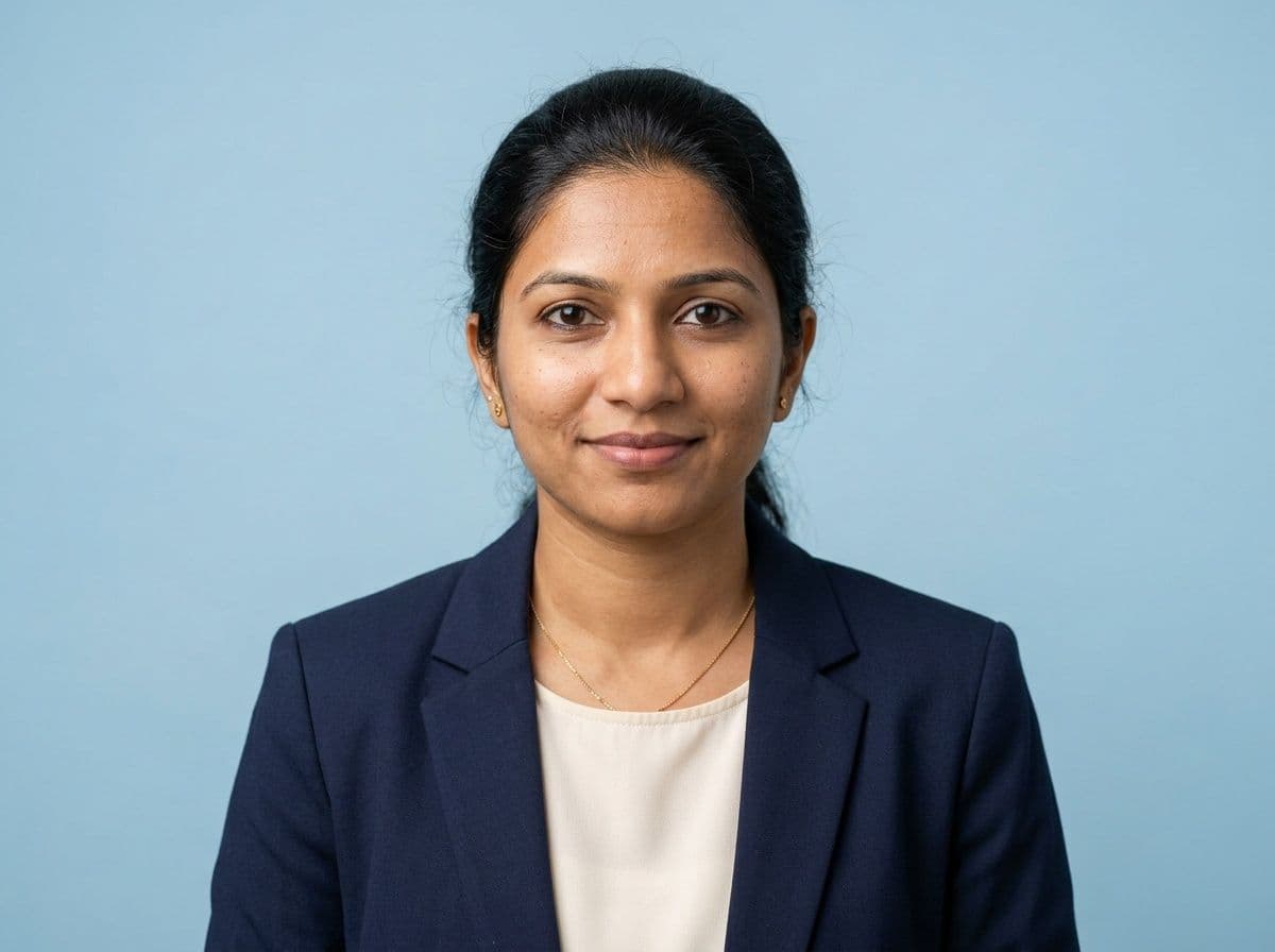 Centered ERAS residency headshot composition on a pale blue backdrop